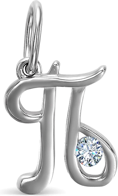 Подвеска буква "П" с 1 фианитом из серебра (арт. 2410652)