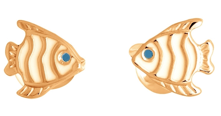 Серьги Рыбки из красного золота (арт. 2421422)