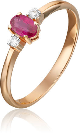 Кольцо с рубином и бриллиантами из красного золота (арт. 2440006)
