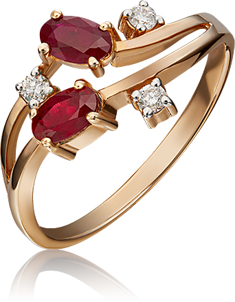 Кольцо с рубинами и бриллиантами из красного золота (арт. 2440048)