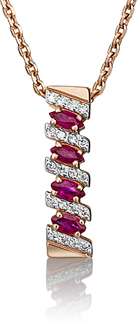 Подвеска с рубинами и бриллиантами из красного золота (арт. 2440556)