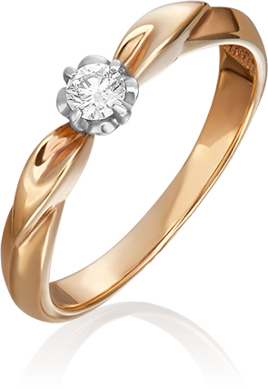 Кольцо с 1 бриллиантом из комбинированного золота (арт. 2441856)