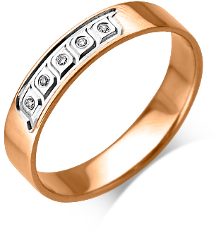 Кольцо с 5 бриллиантами из красного золота (арт. 2441974)