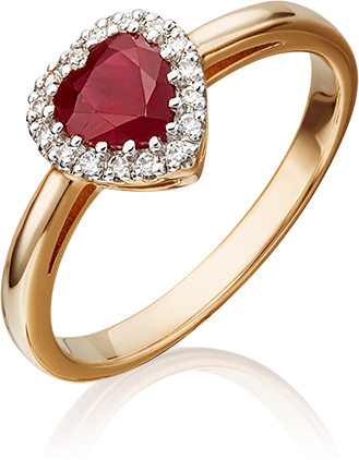 Кольцо с рубином и бриллиантами из красного золота (арт. 2442253)