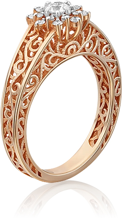 Кольцо с 17 бриллиантами из красного золота (арт. 2442335)
