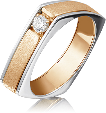 Кольцо с 1 бриллиантом из комбинированного золота (арт. 2442568)