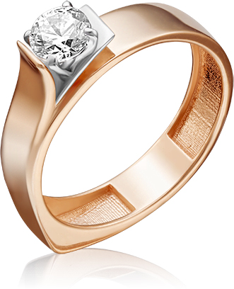 Кольцо с 1 бриллиантом из комбинированного золота (арт. 2442579)