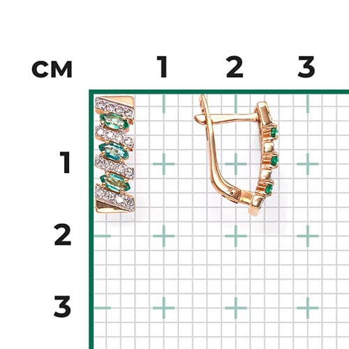 Серьги с изумрудами и бриллиантами из красного золота (арт. 2442864)