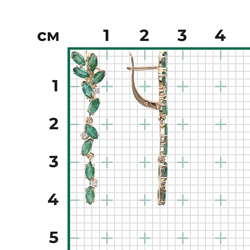 Серьги с изумрудами и бриллиантами из красного золота (арт. 2443070)