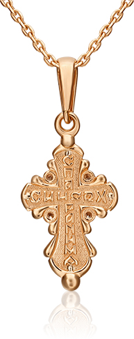 Крестик с 4 бриллиантами из комбинированного золота (арт. 2443768)