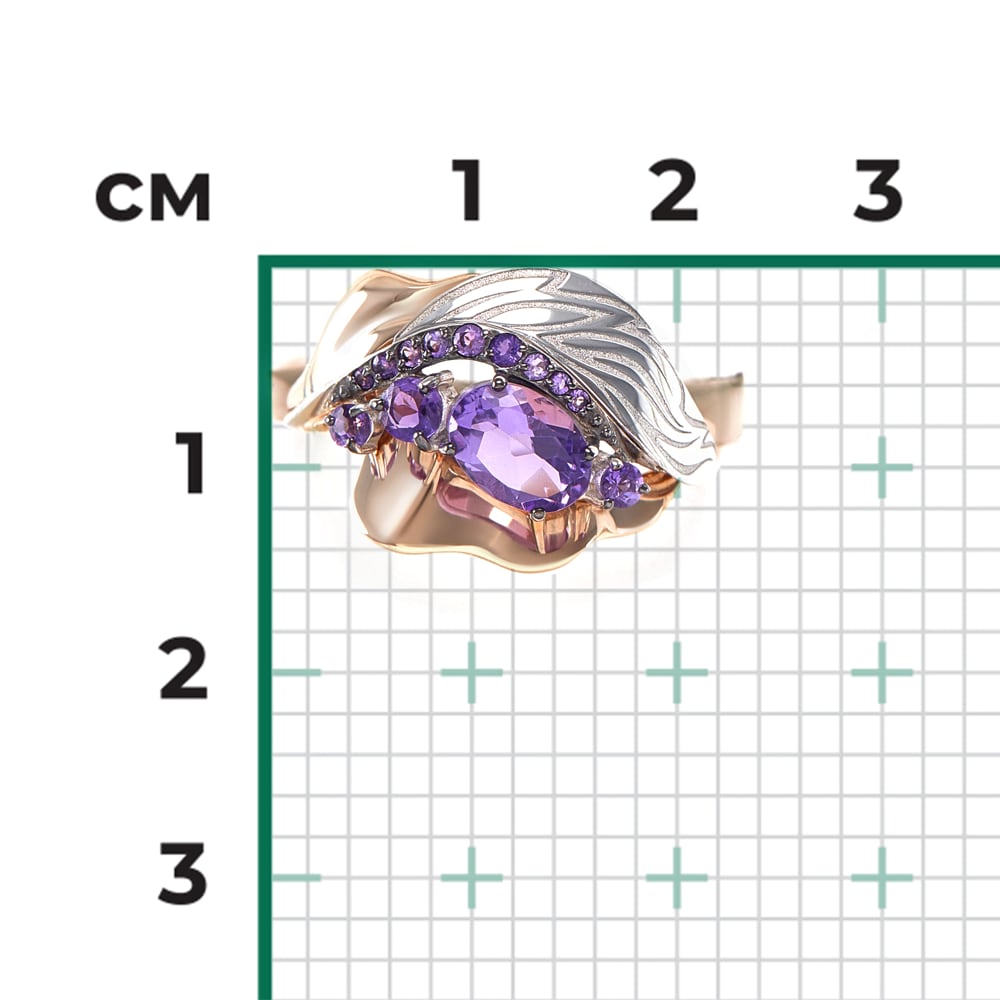 Кольцо с аметистами из комбинированного золота (арт. 2446844)