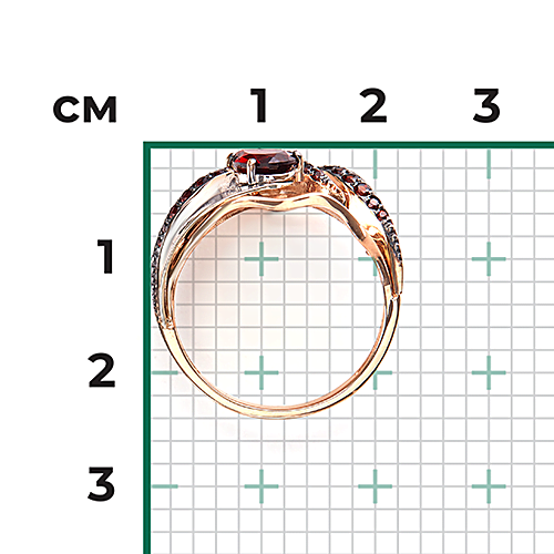 Кольцо с гранатами из комбинированного золота (арт. 2446847)