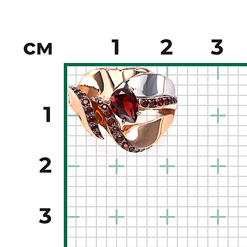 Кольцо с гранатами из комбинированного золота (арт. 2446847)