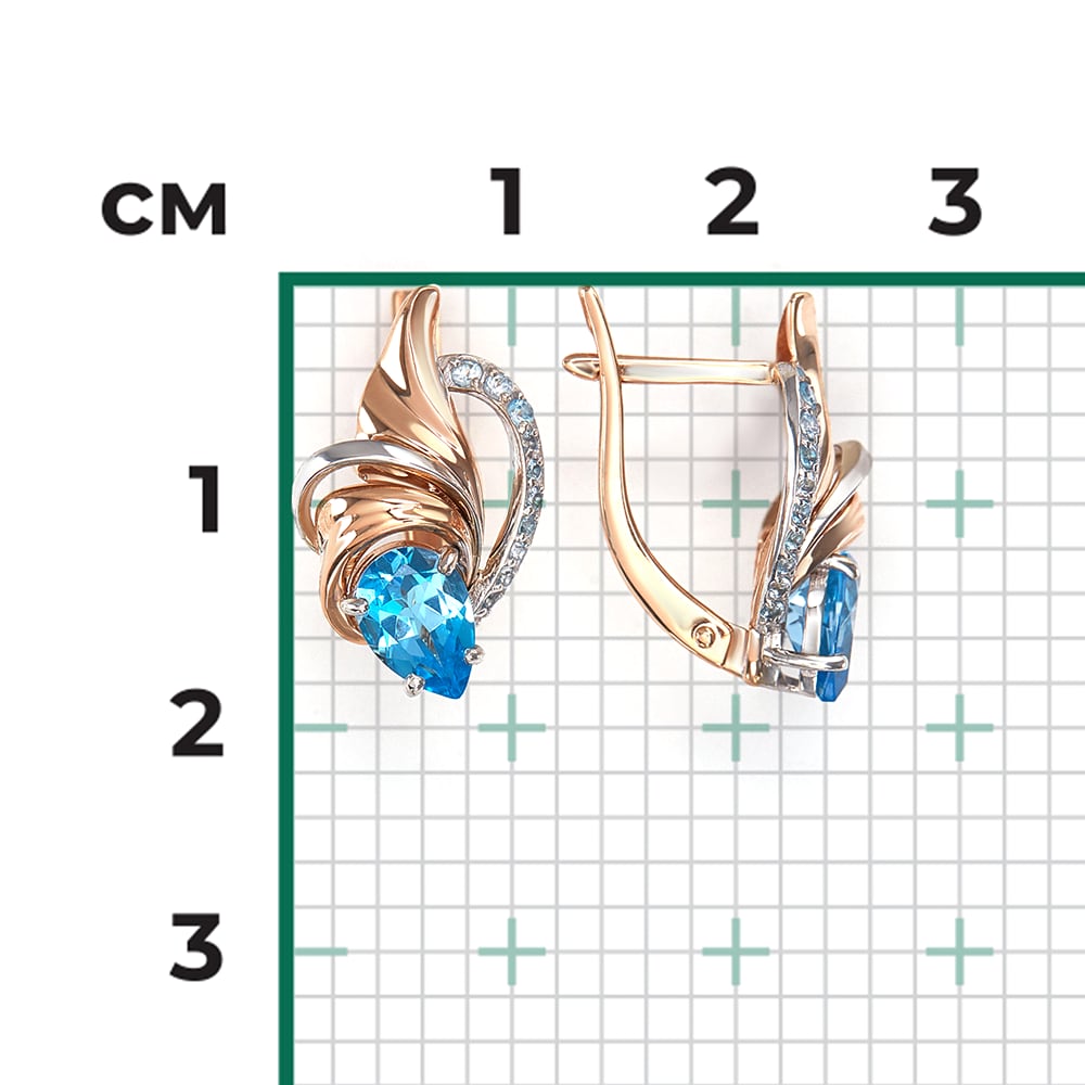 Серьги с топазами из комбинированного золота (арт. 2446855)