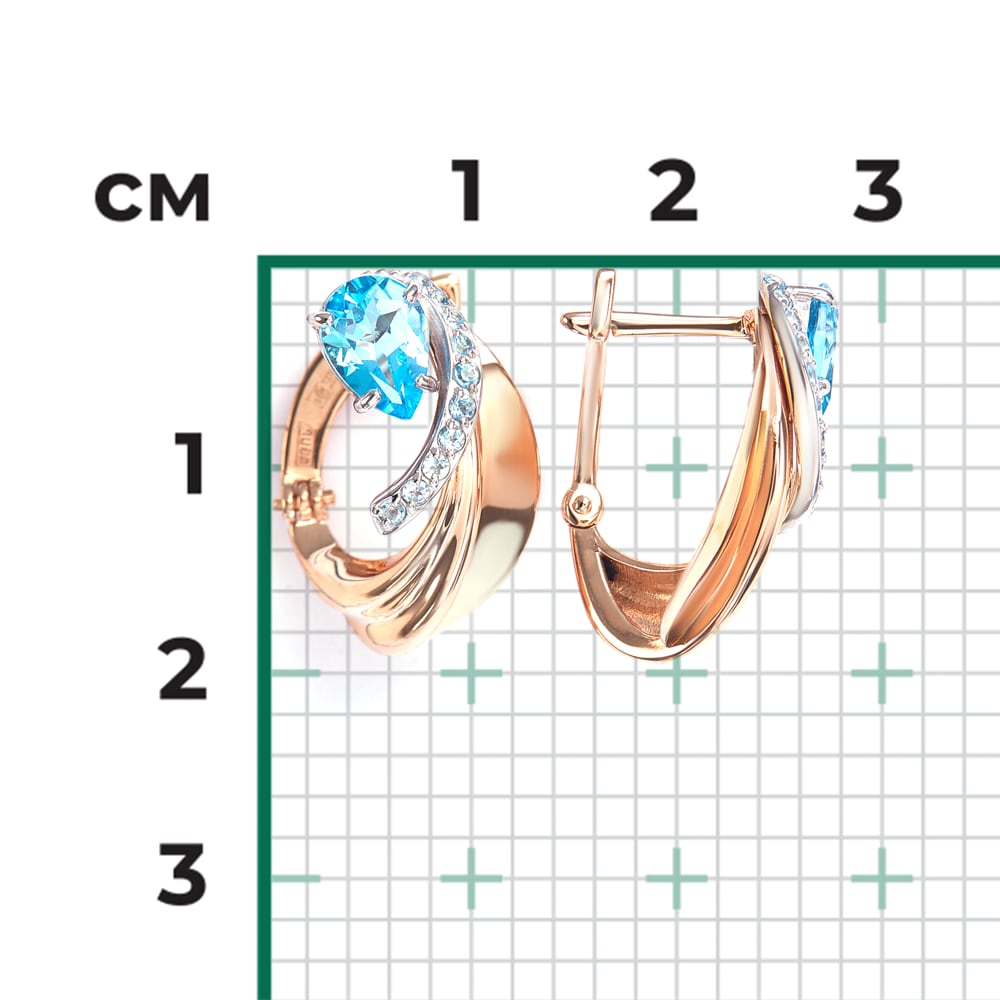 Серьги с топазами из комбинированного золота (арт. 2446864)