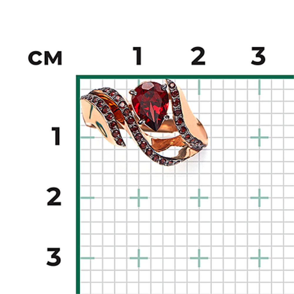 Кольцо с гранатами из красного золота (арт. 2446902)
