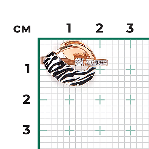 Кольцо с эмалью и фианитами из комбинированного золота (арт. 2446907)