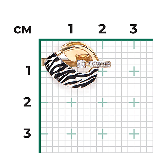 Кольцо с эмалью и фианитами из комбинированного золота (арт. 2446908)