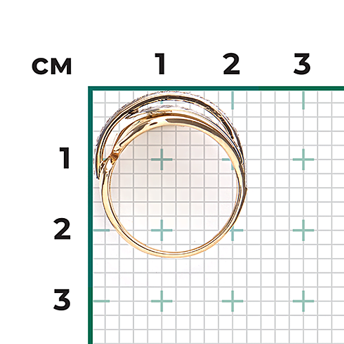 Кольцо с эмалью и фианитами из комбинированного золота (арт. 2446951)