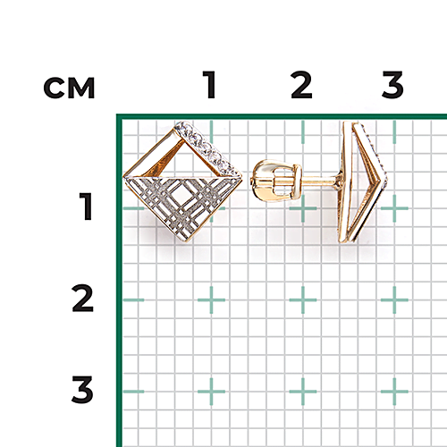 Серьги с фианитами из комбинированного золота (арт. 2446958)
