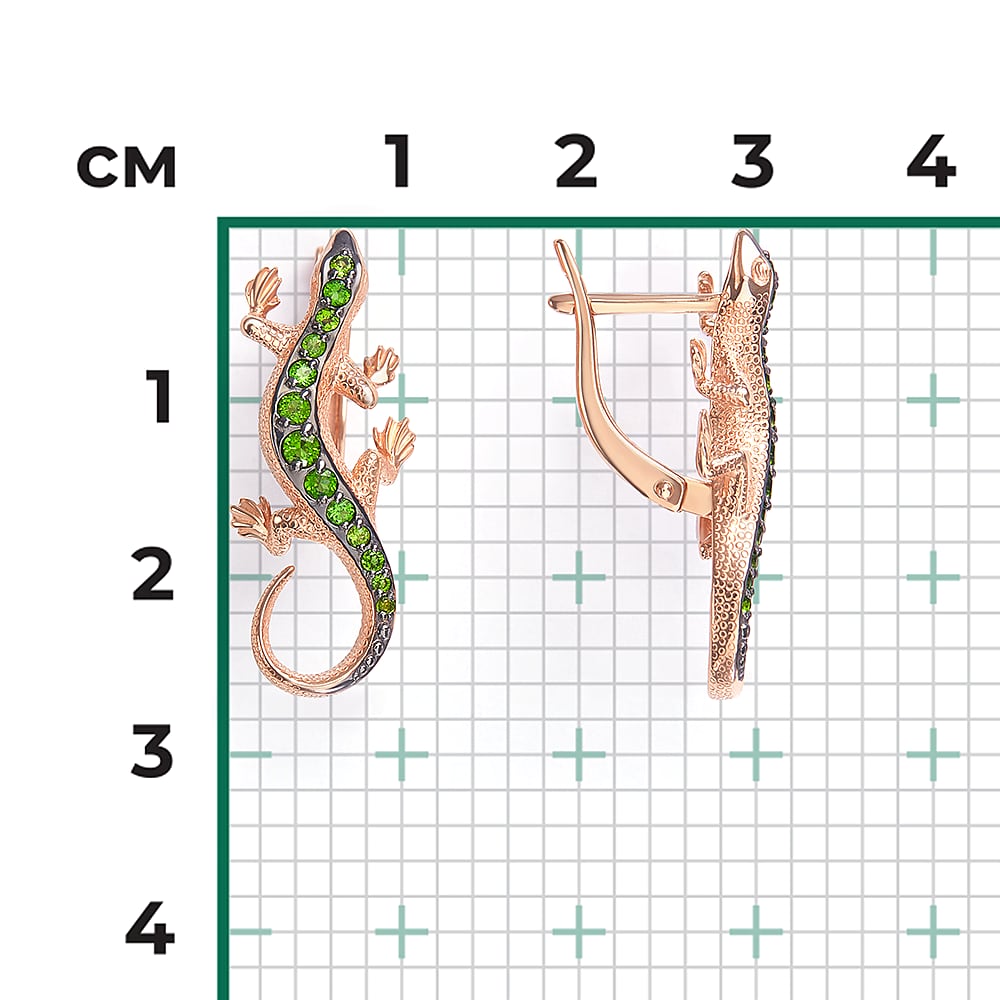 Серьги с хромдиопсидами из красного золота (арт. 2447220)