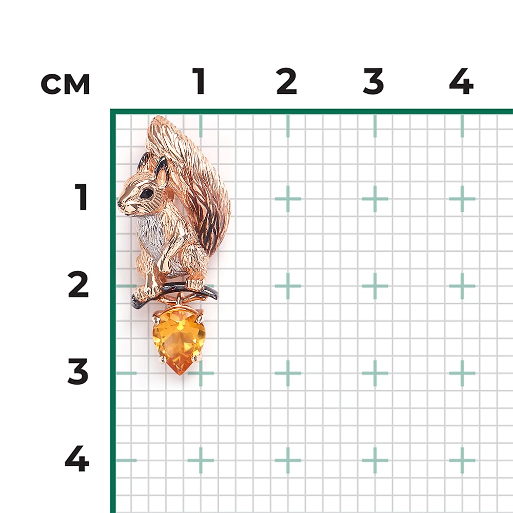 Подвеска с эмалью и цитринами из красного золота (арт. 2447261)