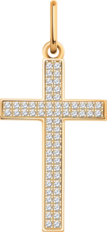 Крестик с 62 фианитами из красного золота (арт. 2471497)