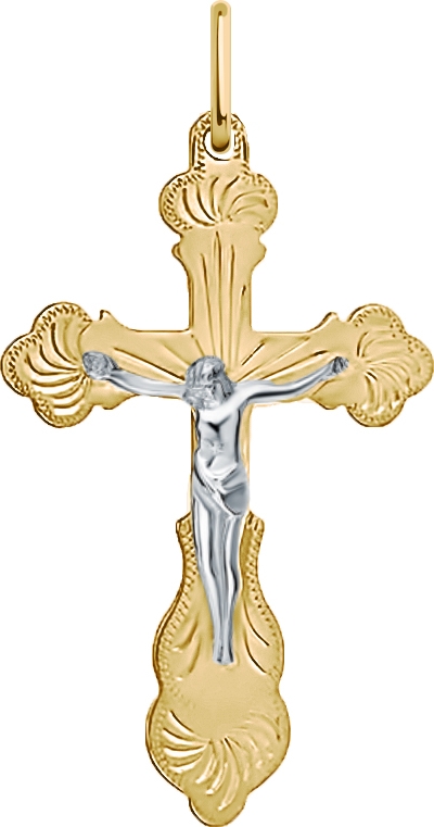 Крестик из комбинированного золота (арт. 2472145)