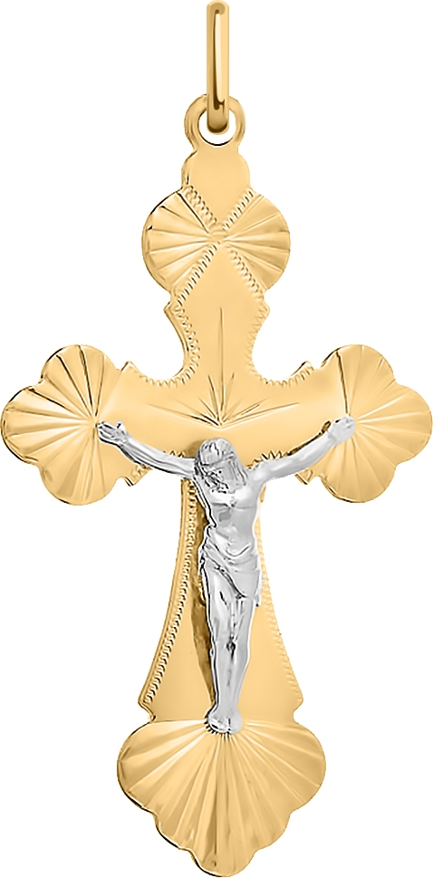 Крестик из комбинированного золота (арт. 2472148)