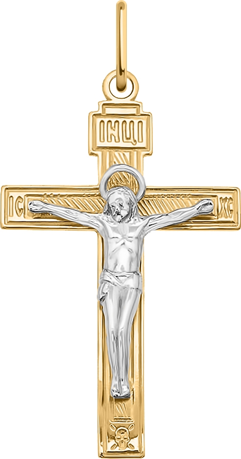 Крестик из комбинированного золота (арт. 2472150)