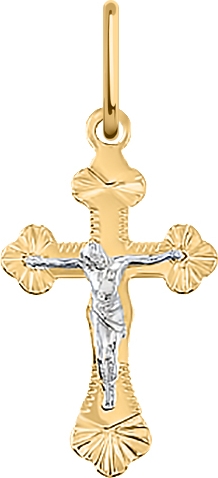 Крестик из комбинированного золота (арт. 2472160)