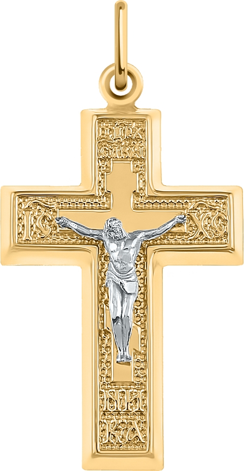 Крестик из комбинированного золота (арт. 2472163)