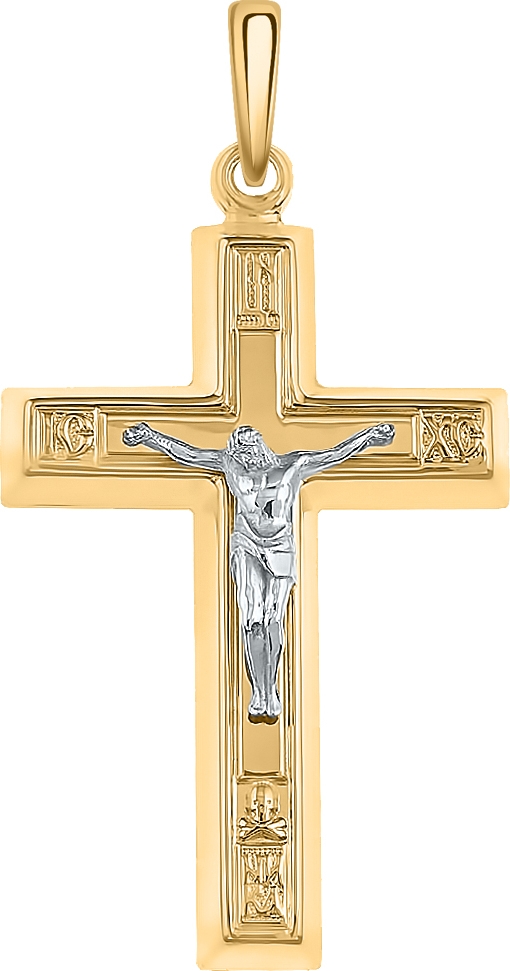 Крестик из комбинированного золота (арт. 2472164)
