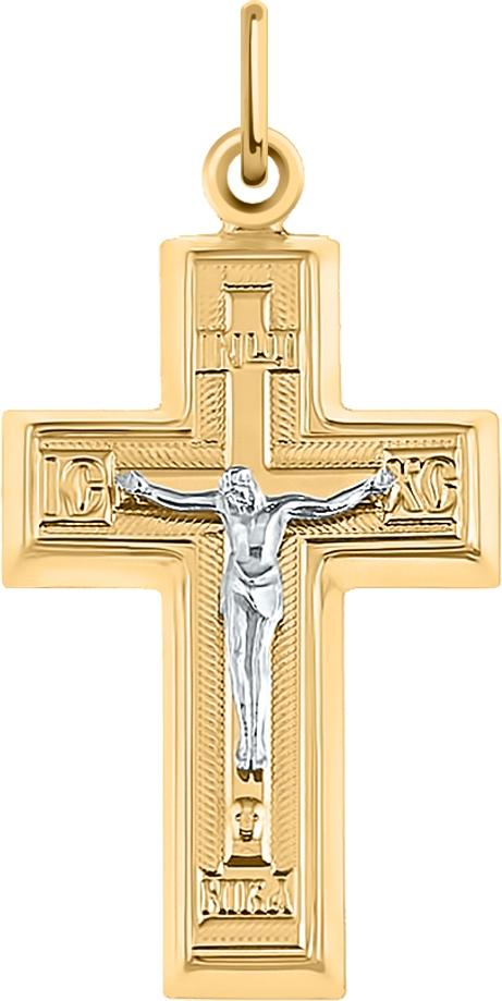 Крестик из комбинированного золота (арт. 2472165)
