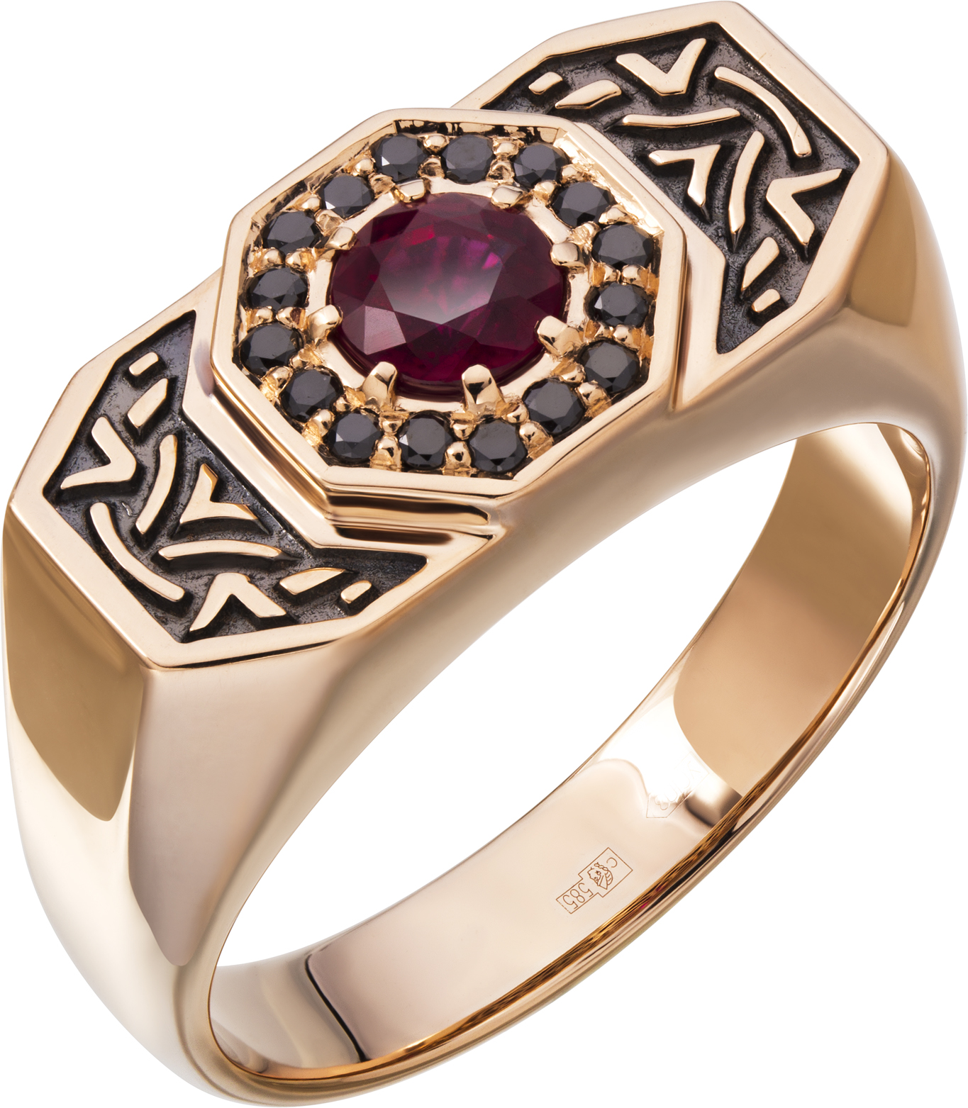 Кольцо с рубином и бриллиантами из красного золота (арт. 2480002)