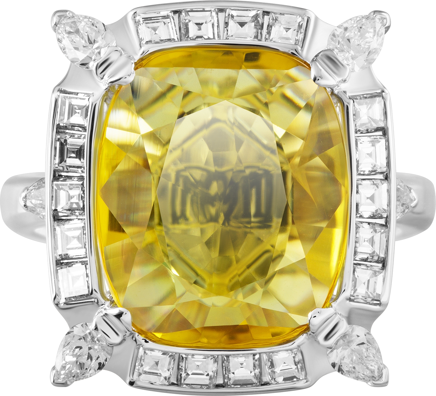 Кольцо с сапфиром и бриллиантами из белого золота 750 пробы (арт. 2480441)