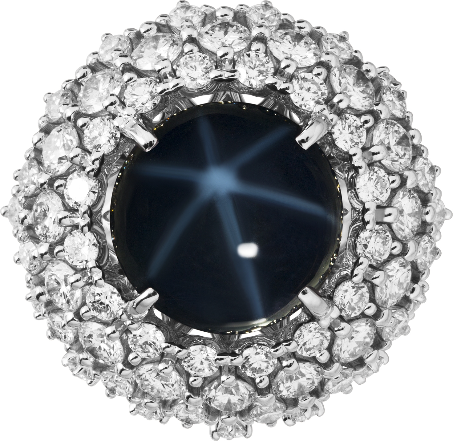 Кольцо с сапфиром и бриллиантами из белого золота 750 пробы (арт. 2480604)