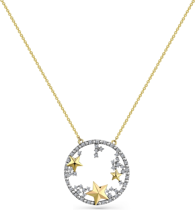 Колье Звёзды с 51 бриллиантом из жёлтого золота (арт. 2501616)
