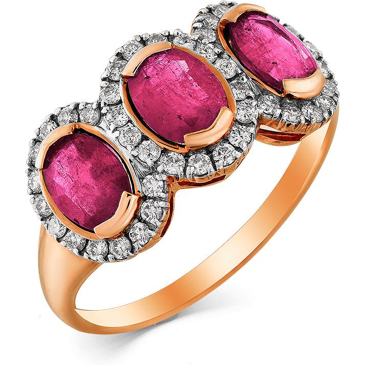 Кольцо с рубинами и бриллиантами из красного золота (арт. 2502206)
