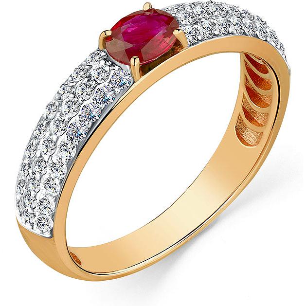 Кольцо с рубином и бриллиантами из красного золота (арт. 2503661)