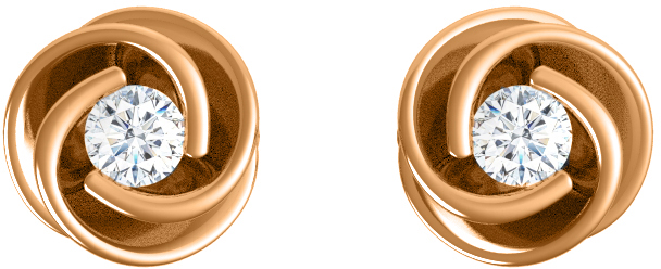 Серьги с 2 бриллиантами из красного золота (арт. 2520051)