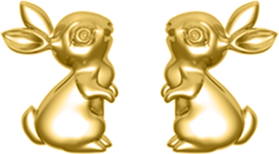 Серьги Зайчики из жёлтого золота (арт. 2520112)