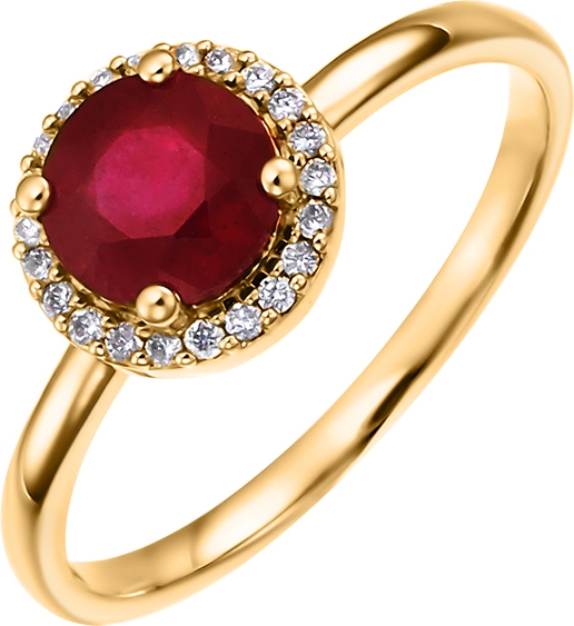Кольцо с рубином и бриллиантами из жёлтого золота (арт. 2530161)