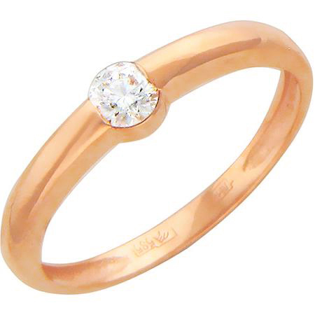Кольцо с 1 бриллиантом из красного золота  (арт. 300222)
