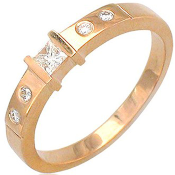 Кольцо с 5 бриллиантами из красного золота  (арт. 300294)