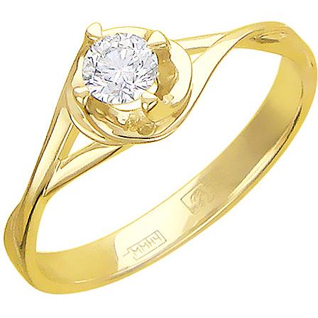 Кольцо с 1 бриллиантом из жёлтого золота  (арт. 300467)