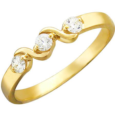 Кольцо с 3 бриллиантами из жёлтого золота  (арт. 300472)