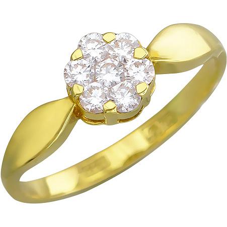 Кольцо с 7 бриллиантами из жёлтого золота 750 пробы (арт. 300501)