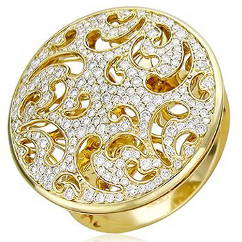 Кольцо с 184 бриллиантами из жёлтого золота 750 пробы (арт. 300584)