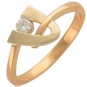 Кольцо с 1 бриллиантом из комбинированного золота  (арт. 300620)